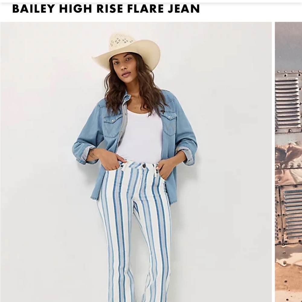 Wrangler Retro Blue and White Striped Jeans